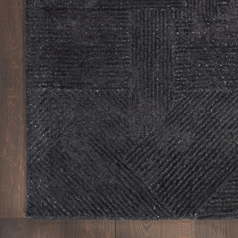 Castone Geometric Area Rug in Black, Rectangle 5'3" x 7'3"