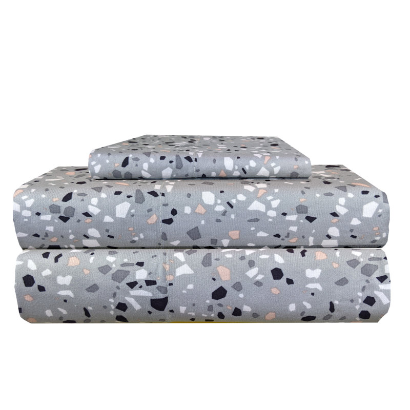 Twin Gray Plaid Cotton Polyester Flannel Deep Pocket Sheet Set