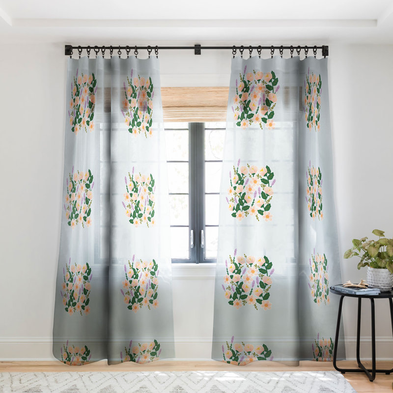 Panneau de rideau transparent 1 pièce Hello Sayang, 50 po x 84 po, Bleu