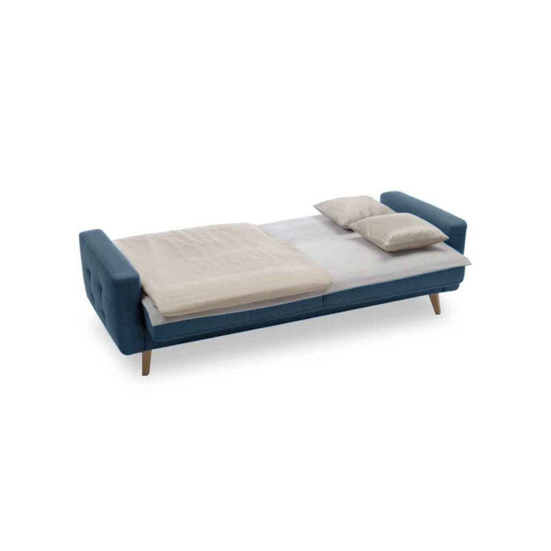 Canapé-lit Nappa avec rangement, Bleu / 100% polyester
