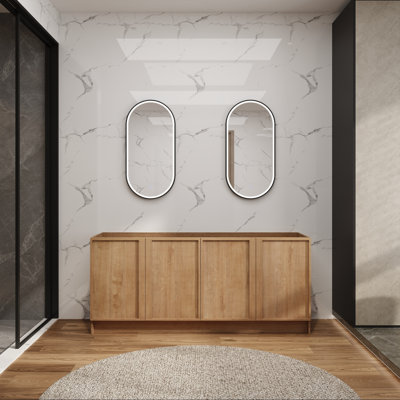 Meuble-lavabo autoportant moderne de 72 pouces avec quatre portes à fermeture en douceur