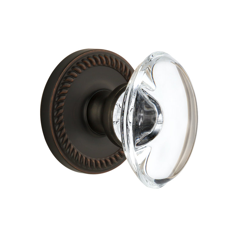 Grandeur Newport Rosette Double Dummy with Provence Crystal Door Knob, Timeless Bronze