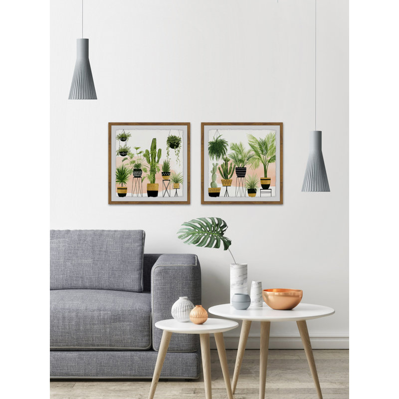 «Interior Oasis Diptych», ensemble de 2 reproductions encadrées, H 12 po x l 12 po x P 1,5 po