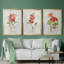 Lin géranium - ensemble de 3 peintures sur toile encadrées-1445802085-1445802078
