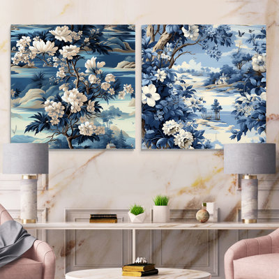 Zena - Floral Acrylic Wall Art Glass Set Of 2