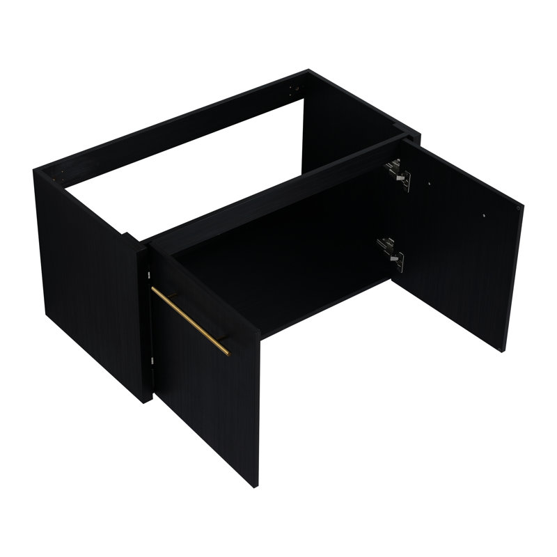 Meuble-lavabo noir châtaignier noir de 36 po, modèle moderne avec de nombreuses options de rangement