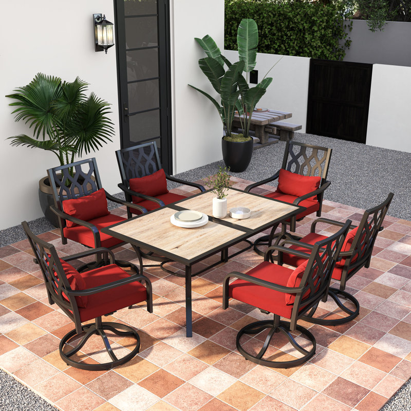 Outdoor Dining Set – Weather-Resistant Metal, Brown, 28.3" H x 59" W x 37.8" D, 4