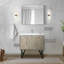 Meuble-lavabo rustique en acacia 36 po X P 20 po , Comptoir en quartz blanc, ensemble de robinets en nickel brossé et Miroir-118024459