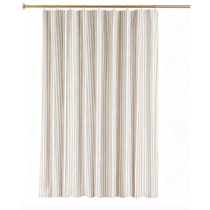 Rideau de douche rayé style ferme 72 x 84 pouces pour salle de bain, taupe