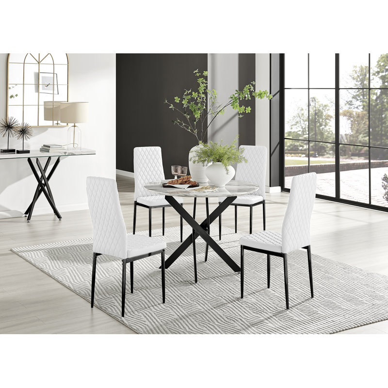 4 - Person Dining Set, White/Black