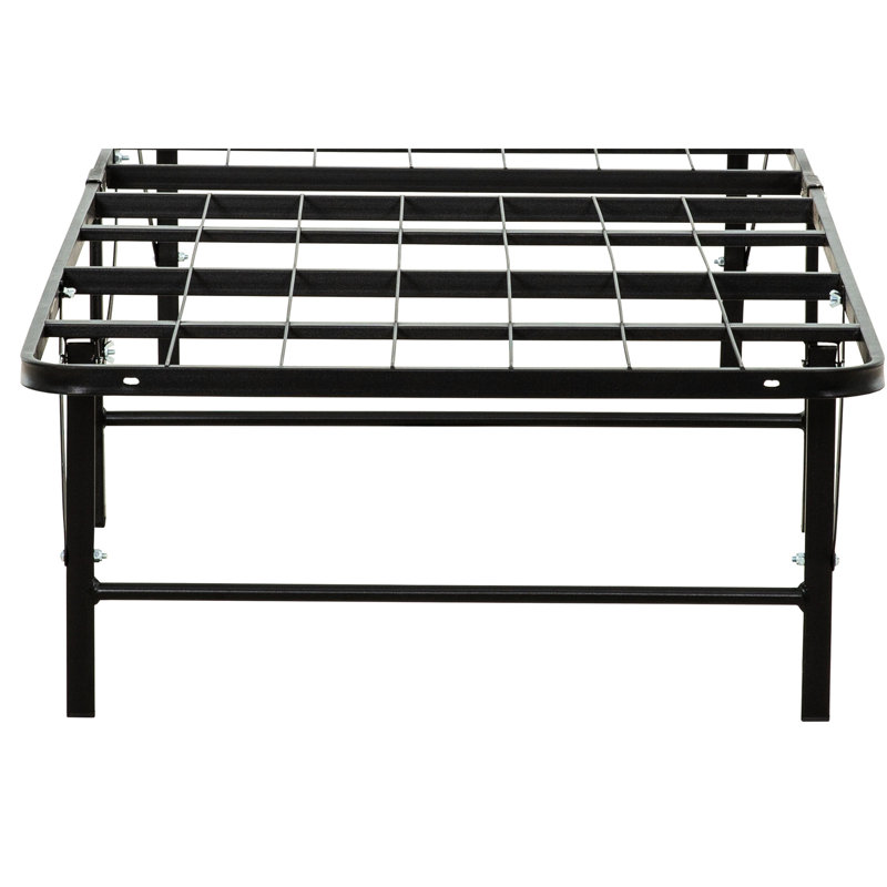 Base de lit simple en métal noir, plateforme de configuration pratique, grand espace de rangement, Lit simple