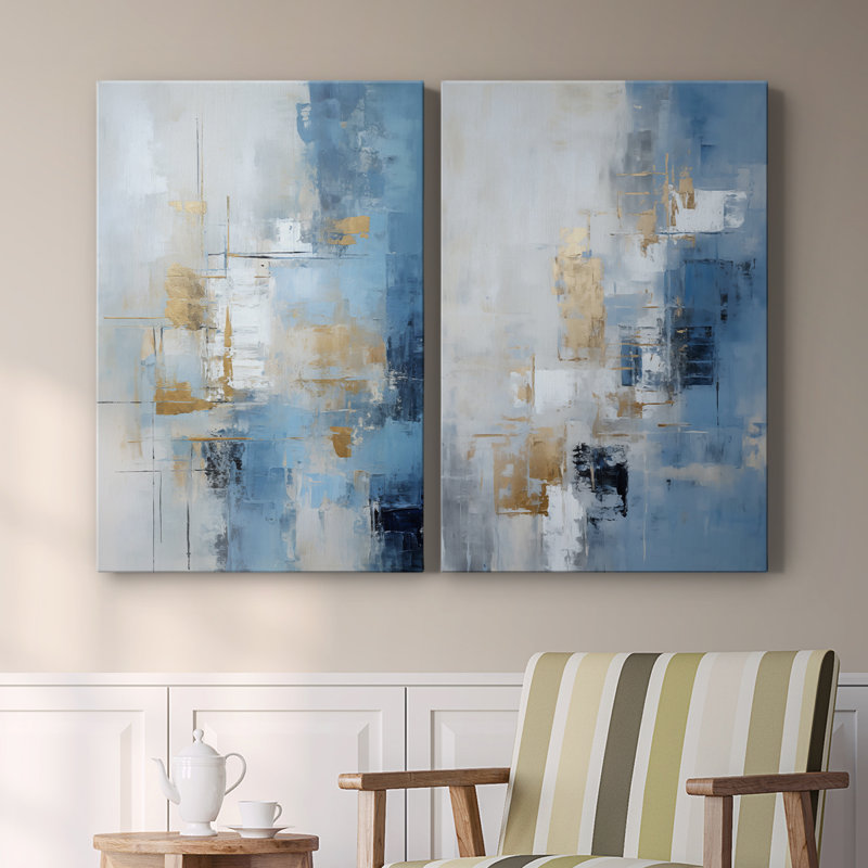 ABSTRACT Series Dxxviii - Toile tendue avec châssis de qualité supérieure - Prêt à être accroché, H 27 po x l 36 po