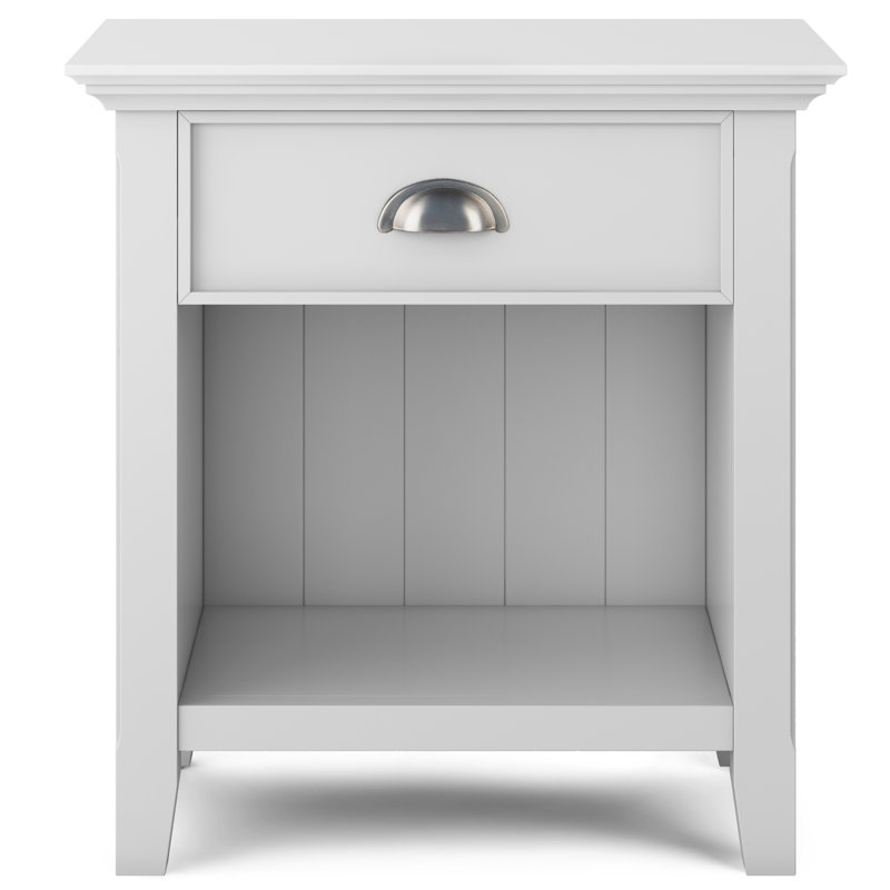 Acadian 24"W Solid Wood Transitional Nightstand with 1 Drawer, Open Storage, White