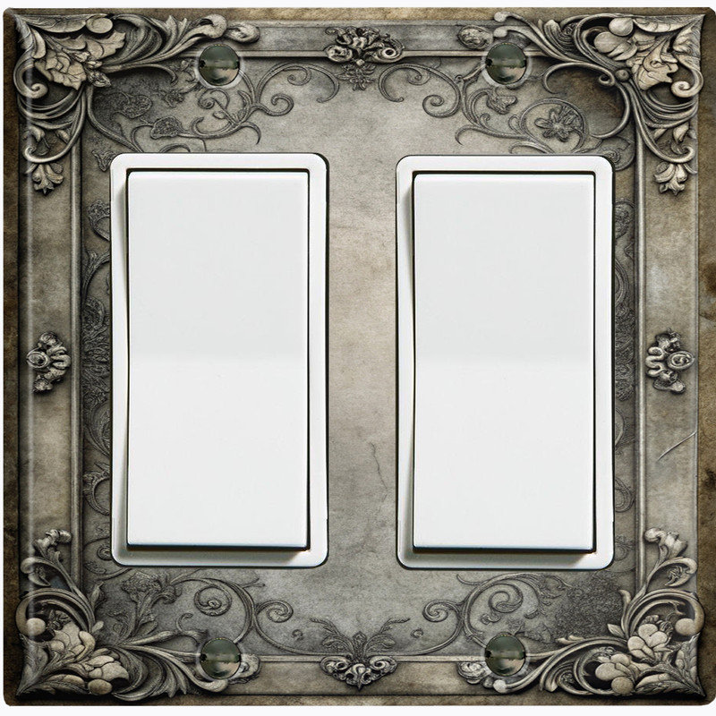 Couvercle de plaque d'interrupteur en métal; Format standard américain - image imprimée d'un cadre floral