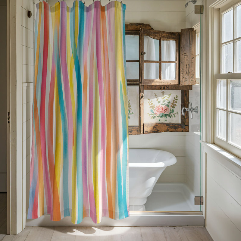 Rideaux de douche 1 pièce, H 74 po x l 71 po, Dravon