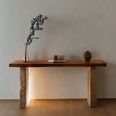 Mid-Century Modern Solid Wood Console Table