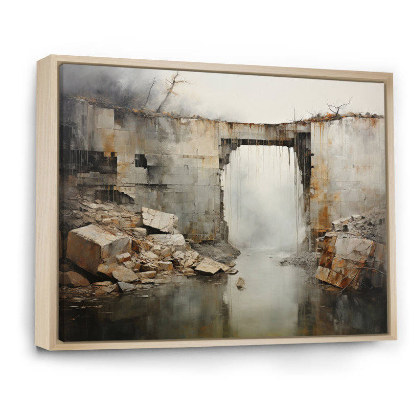 Impression sur toile, "Minimalisme Bridge Power", Cadre naturel flottant, 30" H x 40" W