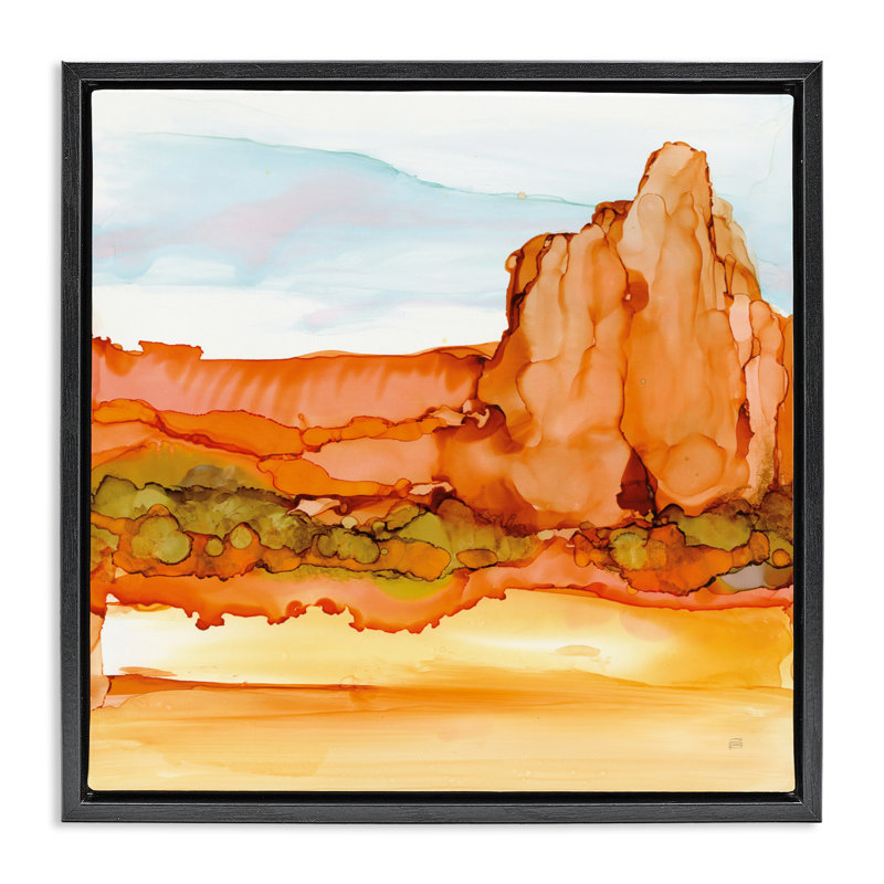 Cadre flottant Earthy Desertscape Illusion, design par Chris Paschke, Cadre flottant noir de jais, H 18 po x l 18 po