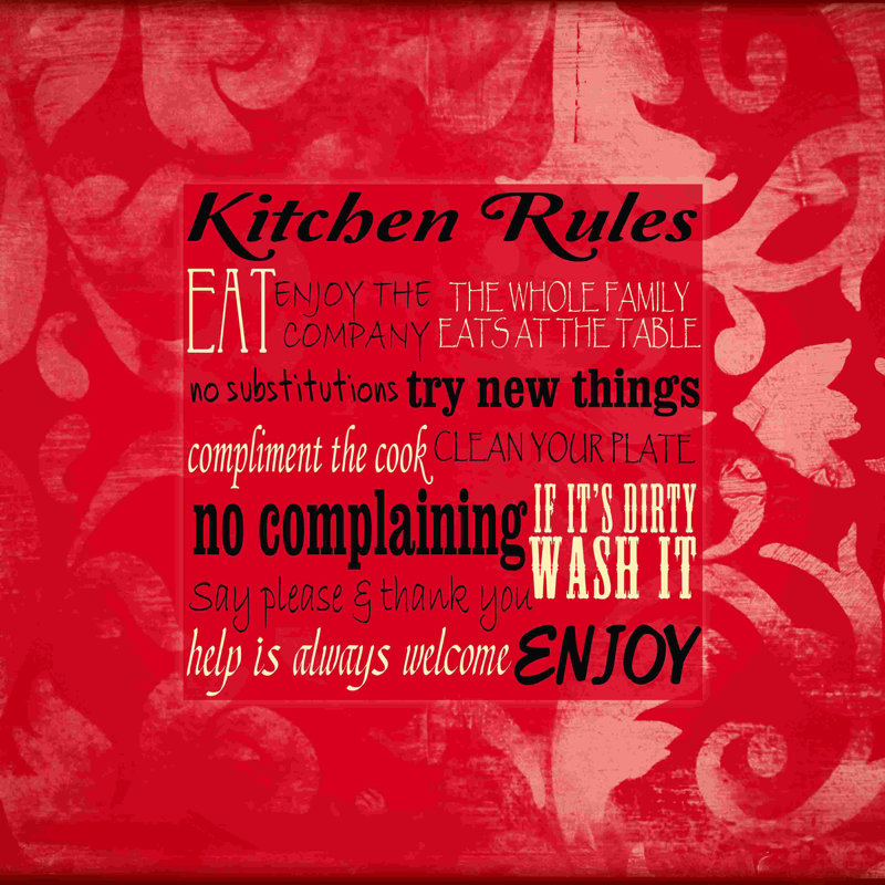 «Kitchen Rules», art textuel sur toile tendue, H 12 po x l 12 po