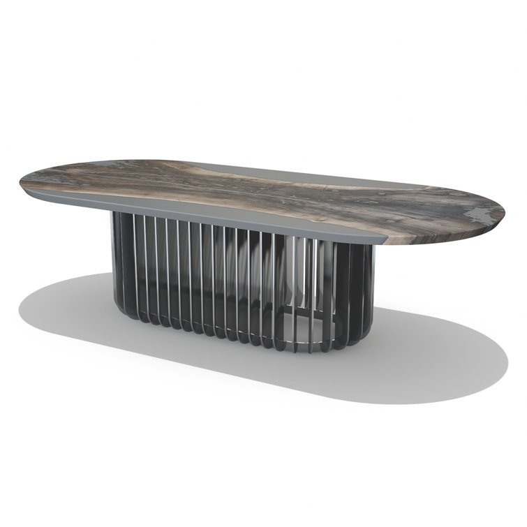 Walnut Metal Base Dining Table
