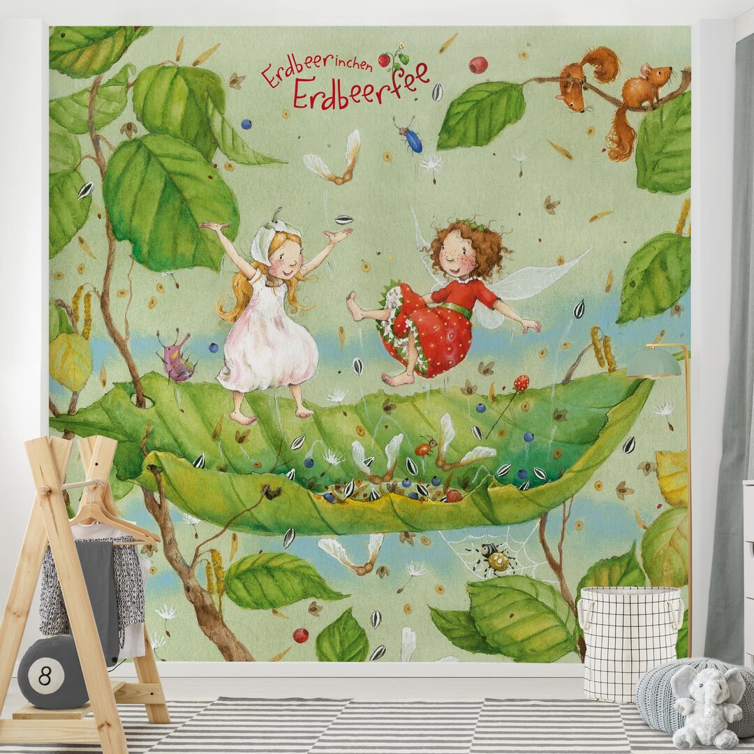 Strukturierte Tapete The Strawberry Fairy - Trampoline 1,92 m x 192 cm