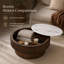 Table basse ronde à plateau relevable avec rangement caché, plateau en marbre et base cannelée Caston, table de rangement moderne pour le salon Caston