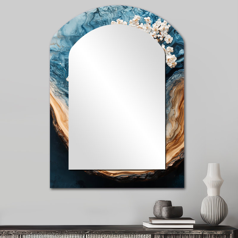Sandwell Golden Cherry Blossom Tree Garden Of Winter Beauty II - Miroir mural cerise Blossom, 34 po x 25 po