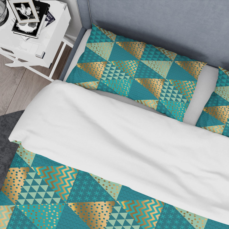 Polyester Geometric Shapes Duvet Cover Set, Full/Queen Duvet Cover + 2 Shams