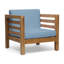 2 chaises club Mid-Century modernes - bois, bleu pacane, 2 pièces