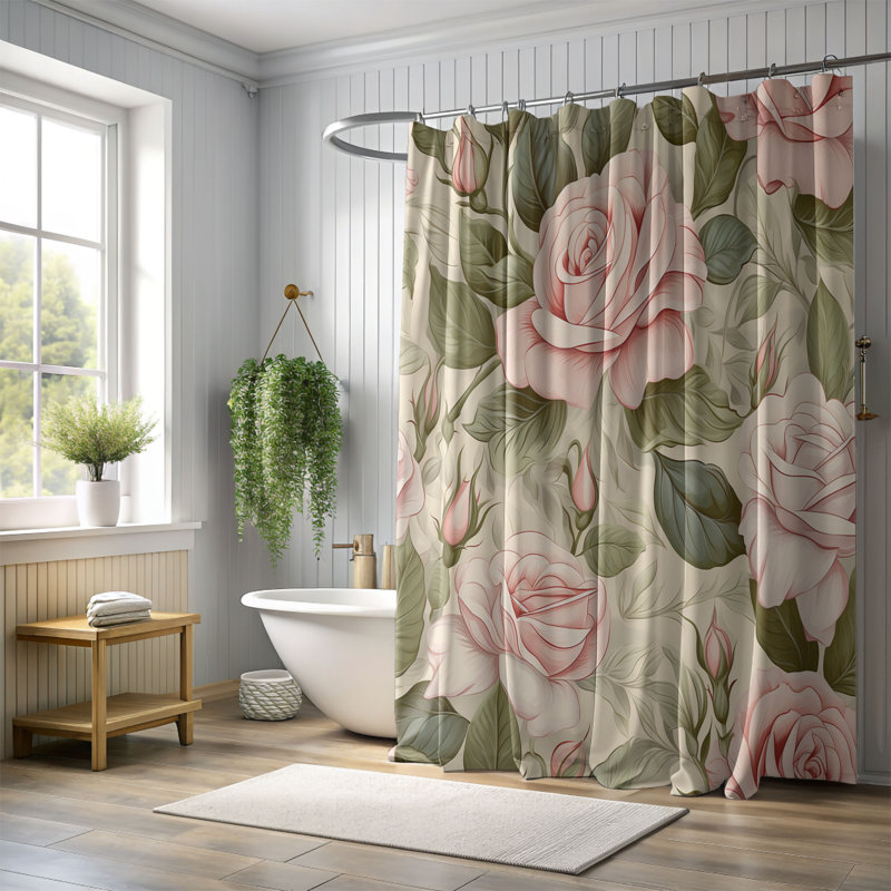 Rideau de douche Rosy Charm - 1 pièce, H 74 po x l 71 po