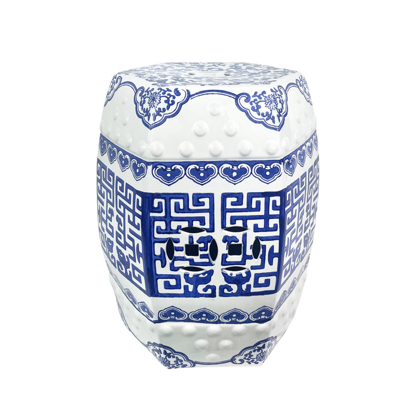 Tabouret en céramique de style néo-classique, Motif floral