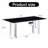 Modern Minimalist Dining Table. The Black Imitation Marble Glass Desktop Is Equipped With Silver Metal Legs