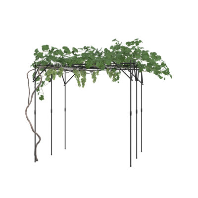 Metal Garden Flat-top Trellis for Climbing Plants, Rust-Resistant Outdoor Flower Arbor – Garden Trellis for Wedding Decor, Patio Landscaping, Halloween, Christmas, and Party Backdrop
