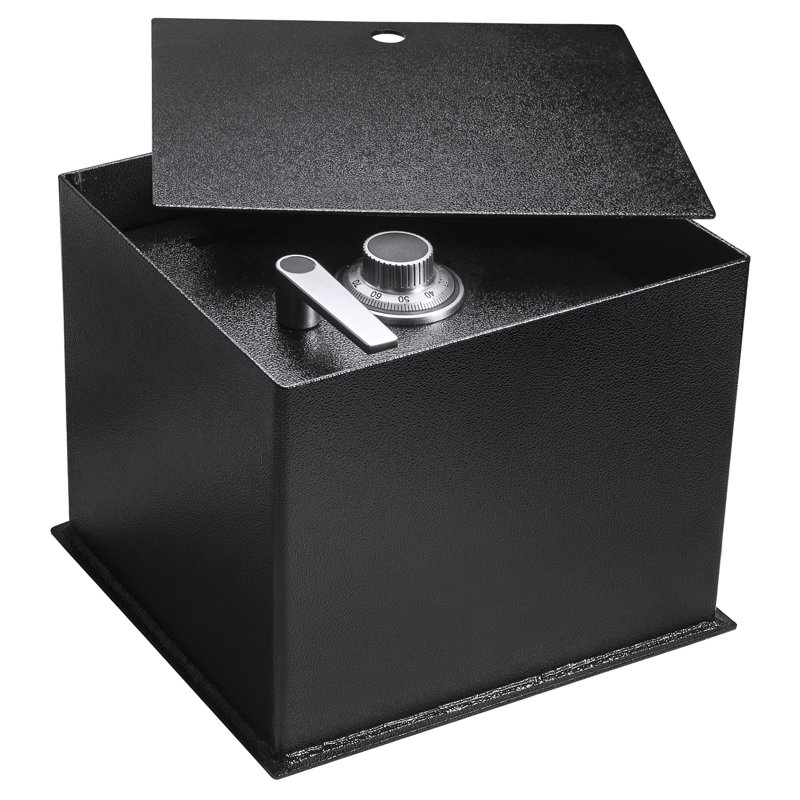 Coffre-fort de sol en acier avec serrure à combinaison et fente de dépôt - Capacité de 0,89 pi³, noir