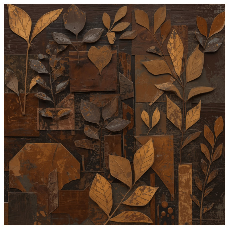 Rideau brun à motif de feuille d'art, 50 po x 92 po - 1 panneau, Transparent
