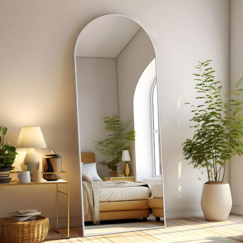 Miroirs muraux surdimensionnés arqués, 64 po x 21 po, Argent argent