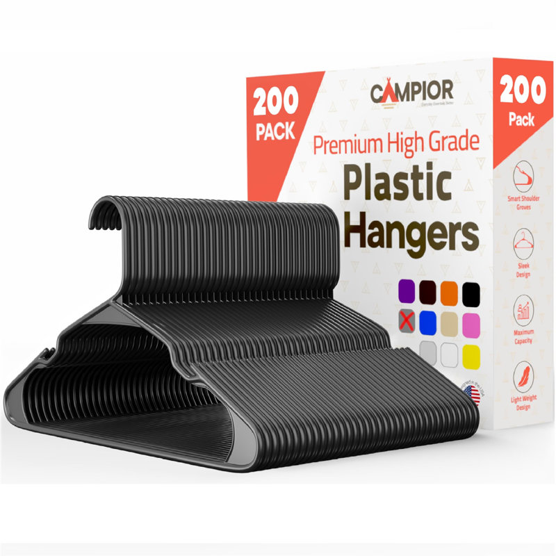 Cintres de qualité supérieure - Conception mince et compacte, plastique léger et durable avec rainures d'épaule intelligentes, utilisation polyvalente pour organiser la lessive, les manteaux et les vêtements
