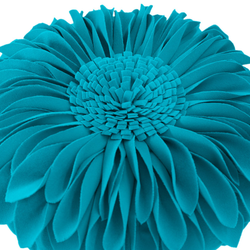  Housse et insert de coussin décoratif en tournesol Appliqued, Carré 12 po, Bleu et vert - laine