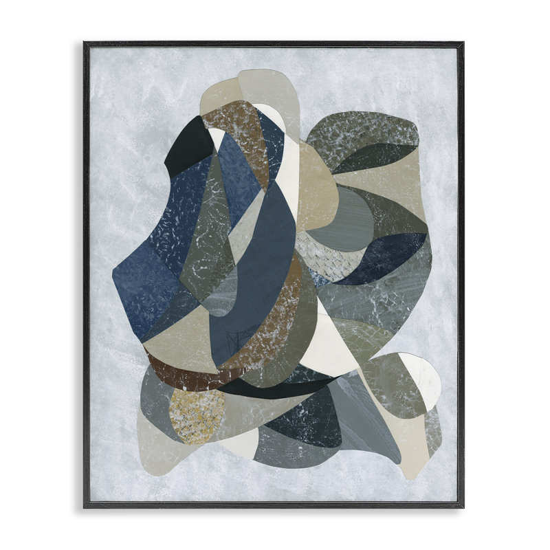 Giclée encadrée de formes géométriques entrelacées, design par Coco Good, H 14 po x l 11 po, Giclée encadrée noir minuit