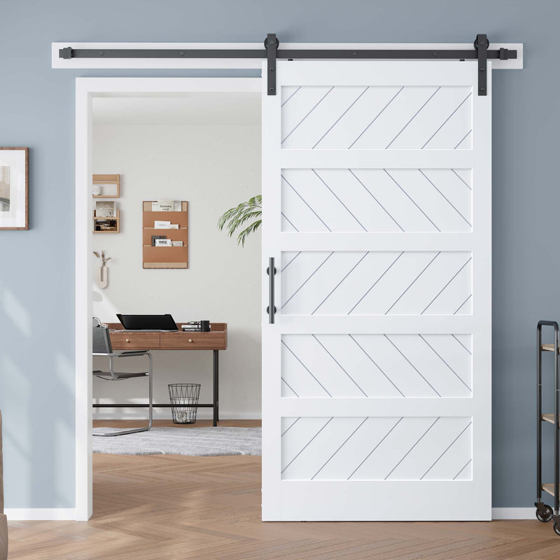 Porte de grange en bois manufacturé en PVC avec trousse de quincaillerie d'installation, 48 po x 84 po