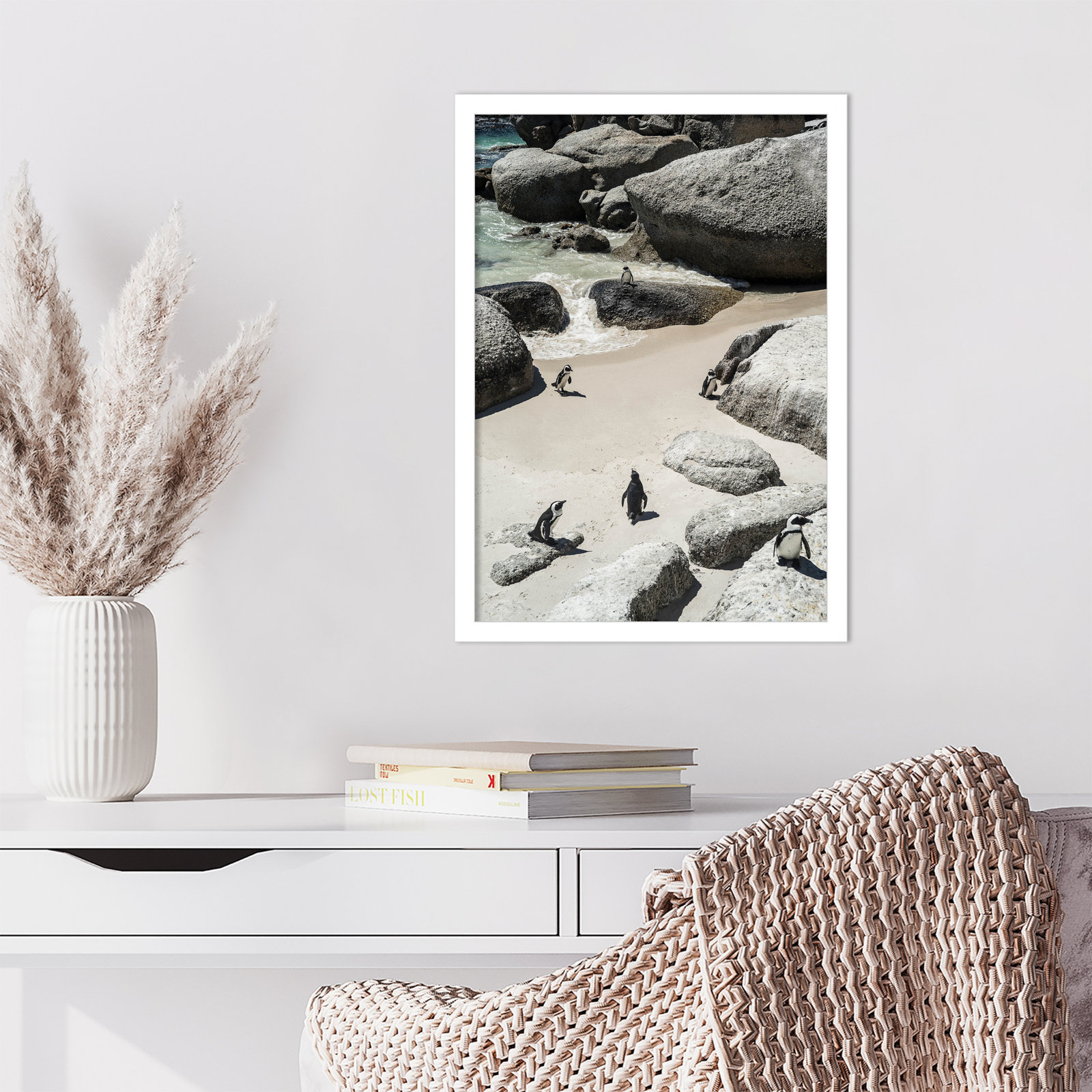 Chilling At the Beach No 2 by Shot by Clint Wood Framed Wall Art Print, 21" H x 15" W, White