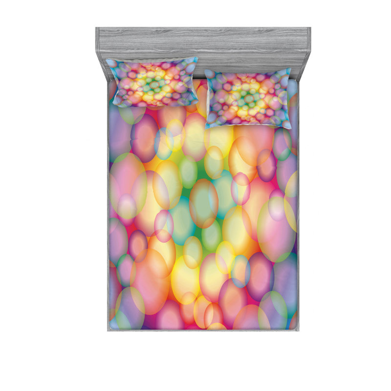 Microfiber Abstract Sheet Set, Queen Sheet Set with Fitted Sheet