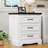 Farmhouse Nightstand with Charging Station, Wide End Table with 3 Large Drawer for Bedroom Modern Bedside Table Storage Cabinet,Wood Small Dresser Drawer Chest for Living Room, Closet,Hallway, Office Entryway, White Brown-1531284107-1523406140