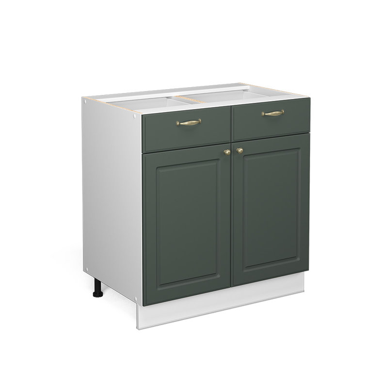 Fame 6 + front green gold country house_80 x 82 x 51.6, White/Green