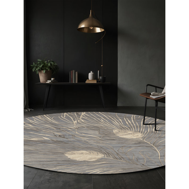 Tapis gris soyeux et moelleux, Rectangle 7 pi x 9 pi