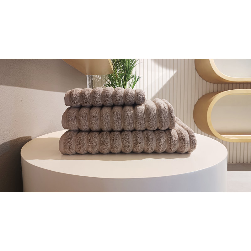 Ribbonette Ribbed Wavy Striped Pattern, 100% Cotton 700 GSM Zero Twist Super Heavy Terry Plush Cotton Super Ultra Soft Highly Absorbent and Quick Dry, Jacquard Fashion Essentials Towel for Bathroom, Kitchen, Premium Hotel & Spa Quality Towel,