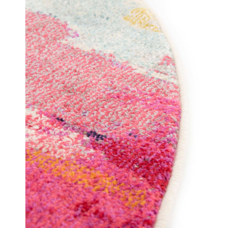 Roshan Washable Abstract Indoor Rug, Round 6'1"