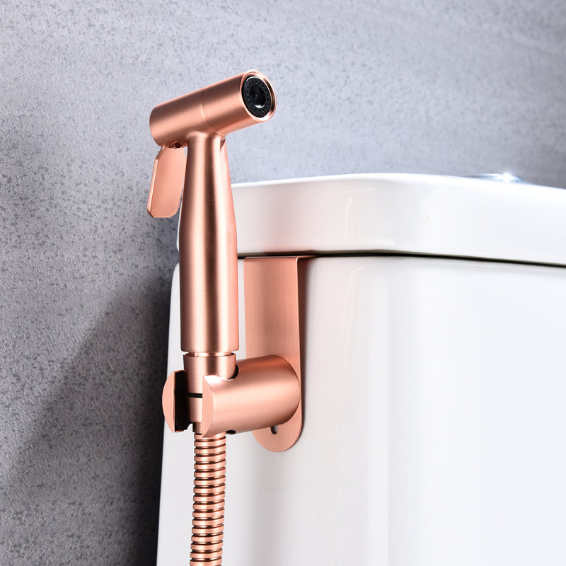 Hygienic Handheld Bidet For Toilet In Rose Gold Metal, Offers Adjustable Spray Velocity Effective Cleaning - Enhances Bathroom Hygiene With Customizable Patterns And Rust Finish