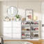 Narrow Shoe Storage Cabinet with 6 Flip out Drawers and Storage Top, Shoe Rack with Diamond Handles (Set of 2)