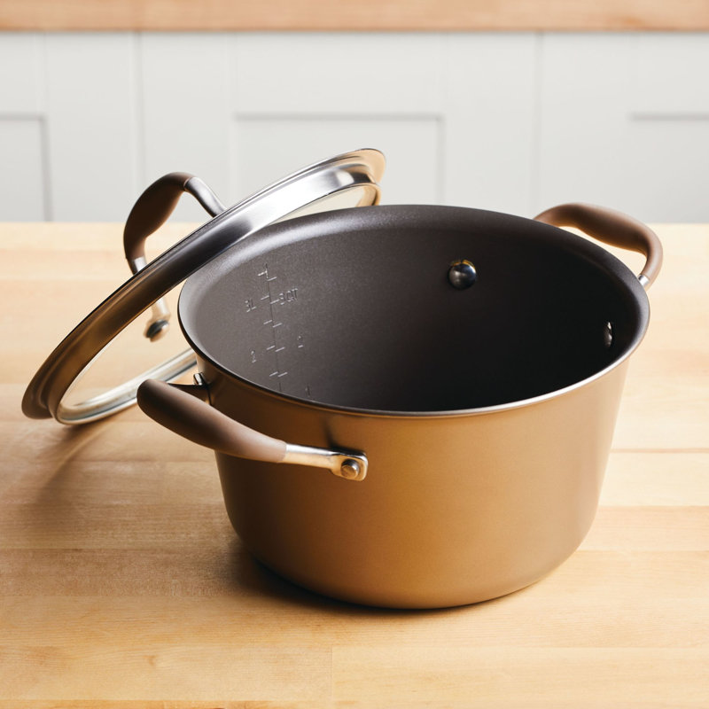 Bronze 4.5-Quart Nonstick Aluminum Saucier with Glass Lid